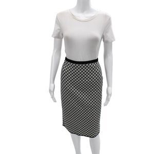 Diane Von Furstenberg Women Straight Pencil Midi Skirt Black Geometric Size M
